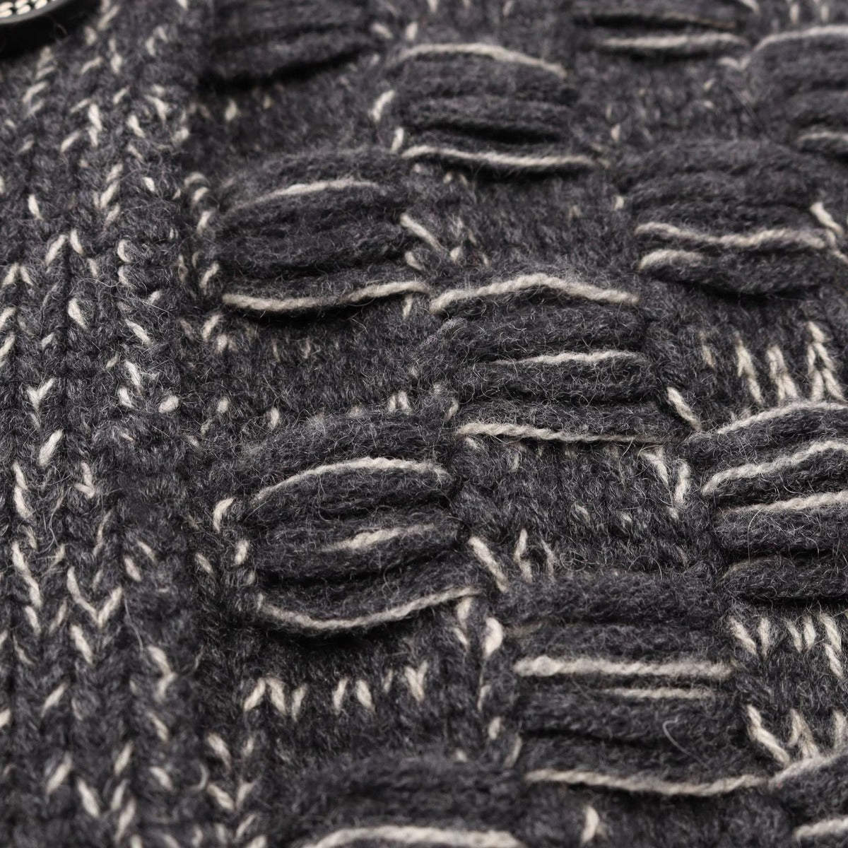 Chanel CC Logo Button Knit Cashmere Coat Gray White — view 6