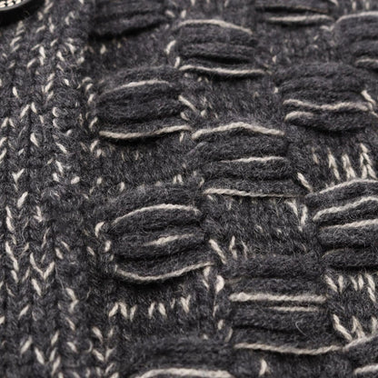 Chanel CC Logo Button Knit Cashmere Coat Gray White — view 6
