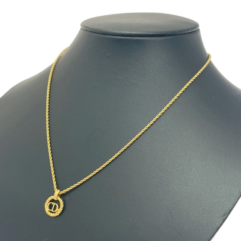 Christian Dior GP CD Logo Round Necklace Gold 448989 Necklace