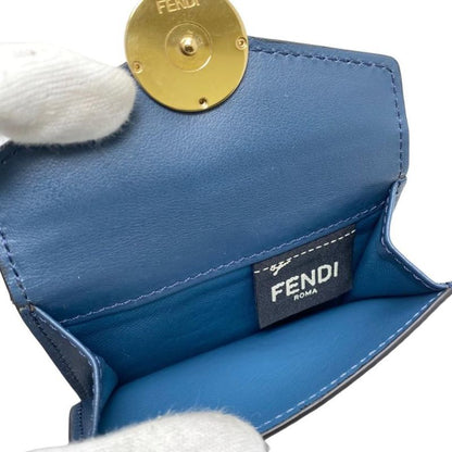 Fendi Trifold Compact Wallet 8m0395-A86r-199-1835 Blue Gold Hardware Fendi