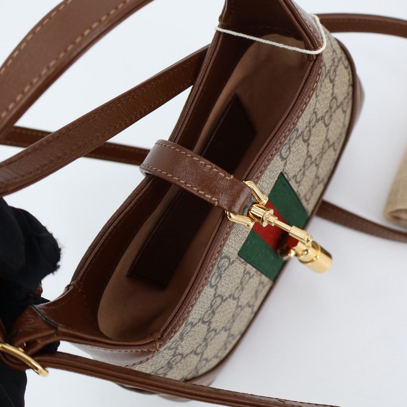 Gucci Jackie 1961 Mini Bag Beige And Brown GG Supreme Canvas And Leather 637092