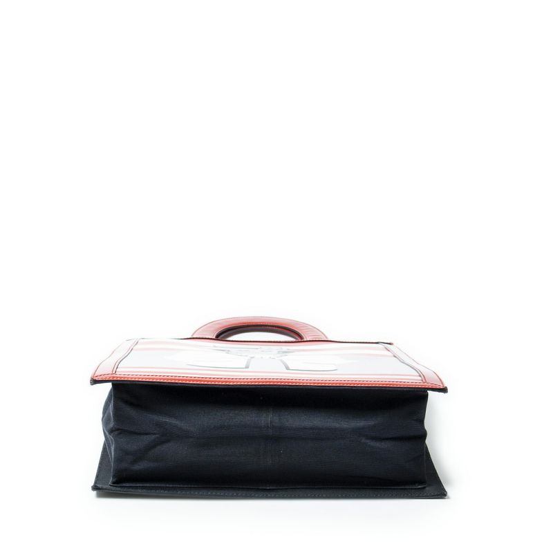 Chanel Rare Vintage Coco Mademoiselle Short Handle Print Tote Red White Black