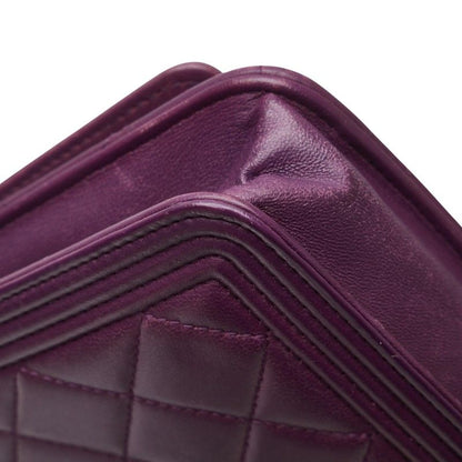 Chanel Boy Chanel Coco Mark Crossbody Chain Wallet Shoulder Bag Purple Lambskin
