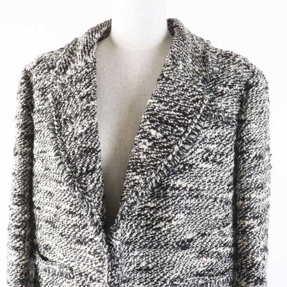 CHANEL Vintage P24398 04A Front Hook Cut-off Tweed Jacket With Ribbon And Coco