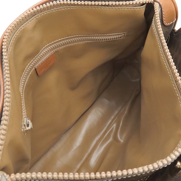 Celine Handbag Macadam Tote PVC Leather Brown Gold Hardware Total Triomphe Logo