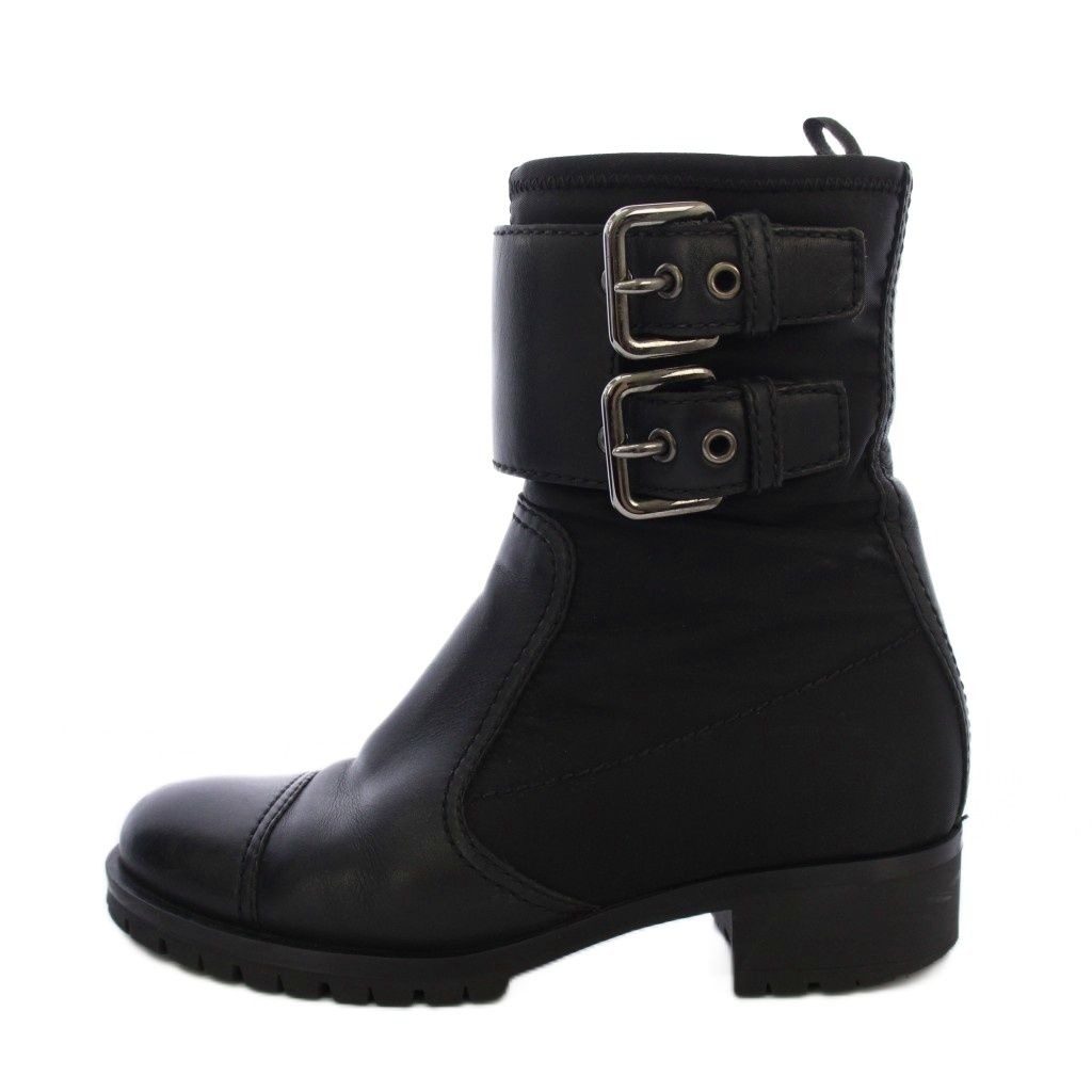 Prada Short Boots Belt Leather 36 Black