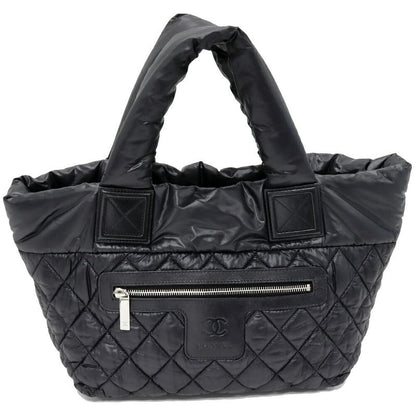 Chanel Tote Handbag Coco Cocoon Small Nylon And Calf Black And Bordeaux A48610