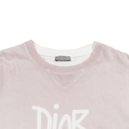 20ss Dior X Stuss Y T-Shirt Short Sleeve Round Neck Cut and Sewn XL Pink White