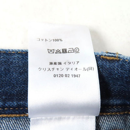 Christian DIOR 422j21a3830 100% Cotton Trapeze Denim Miniskirt With Logo Patch