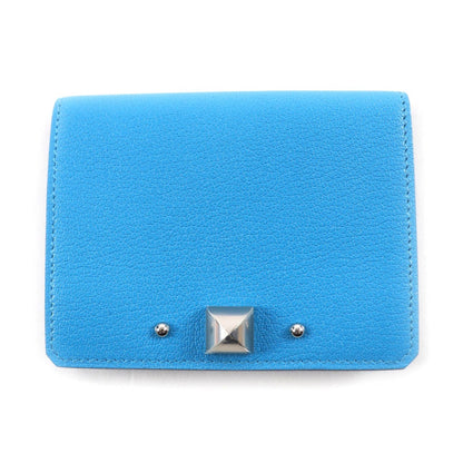 Hermes Medle Leather Business Card Holder Case Blue