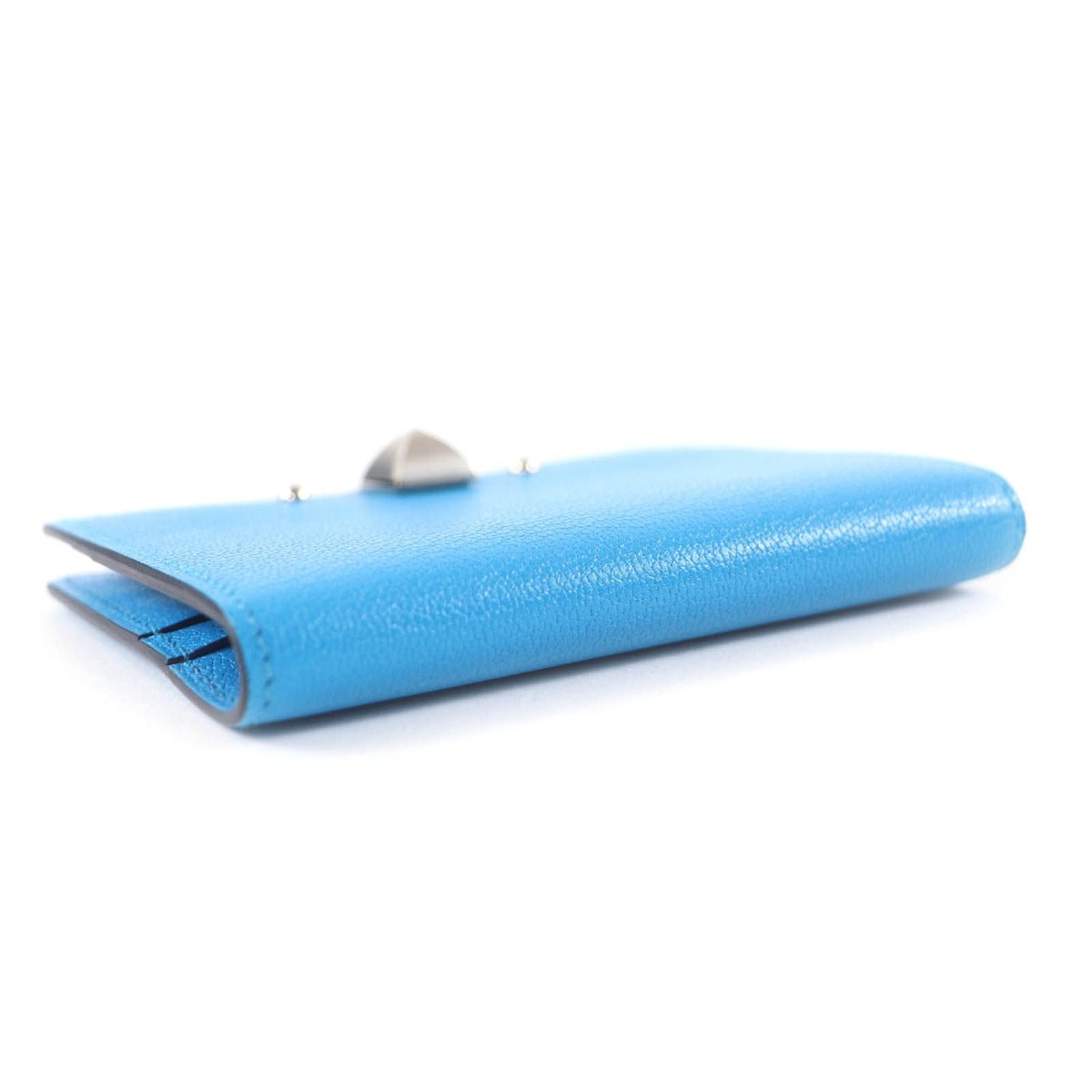 Hermes Medle Leather Business Card Holder Case Blue — view 3