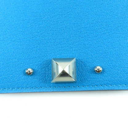 Hermes Medle Leather Business Card Holder Case Blue — view 7