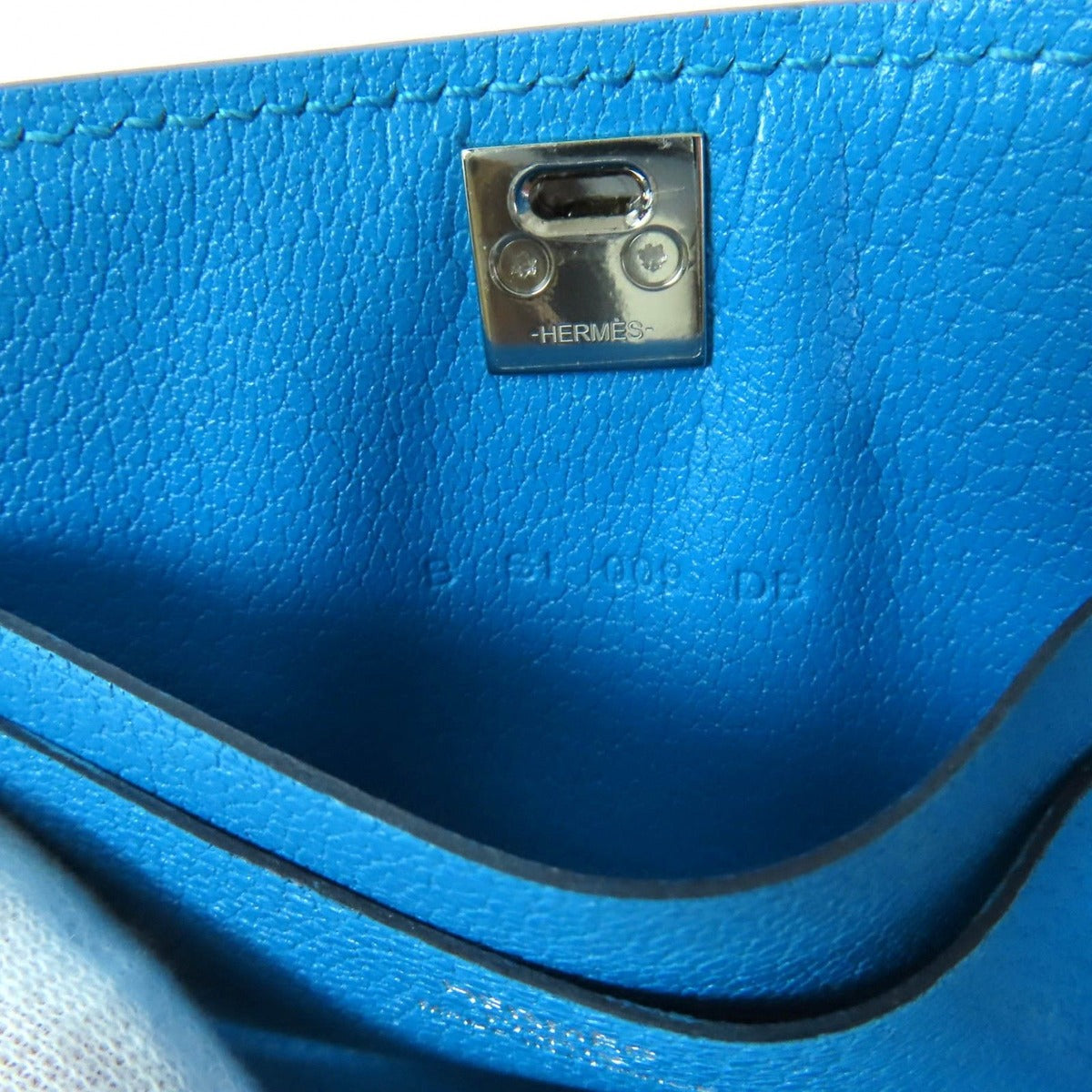 Hermes Medle Leather Business Card Holder Case Blue — view 9