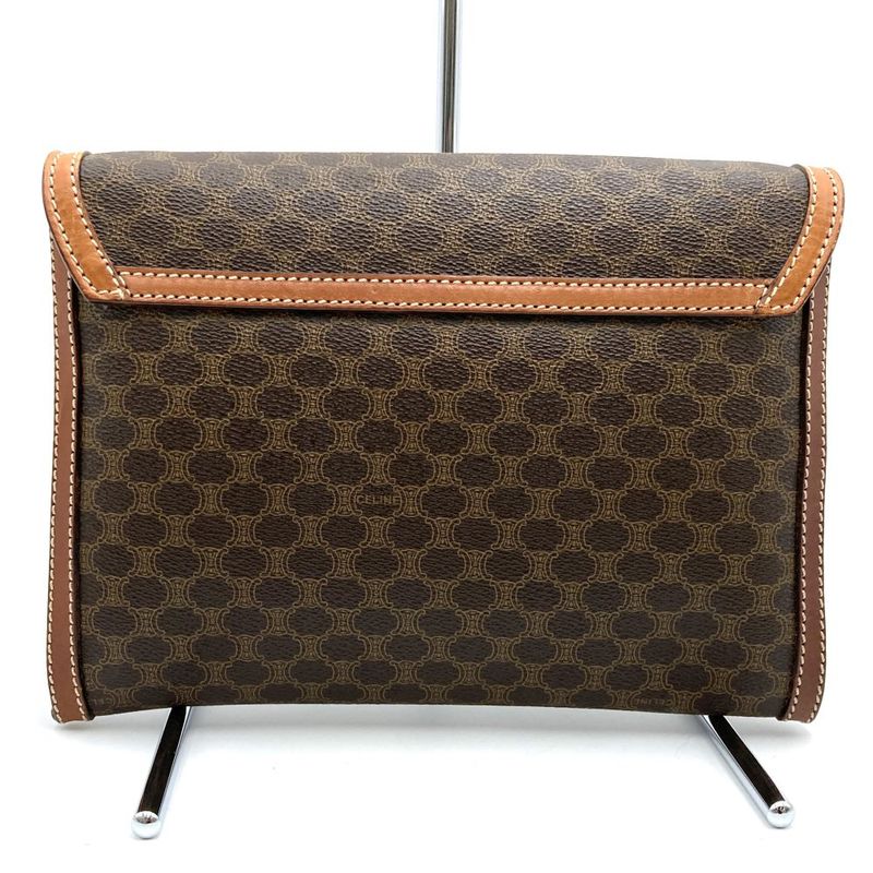 Celine M06 Shoulder Bag Clutch Bag Light Shape 2way Macadam Brown PVC Leather