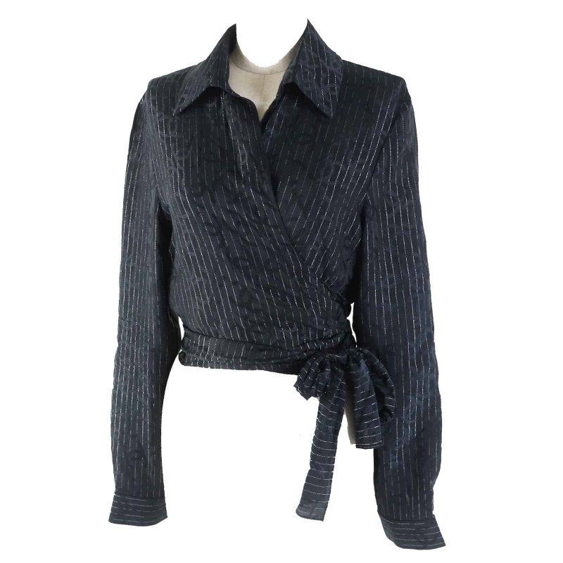 CHANEL 23P P74411 Silk Coco All Over Pattern And Stripes Cache-coeur Short