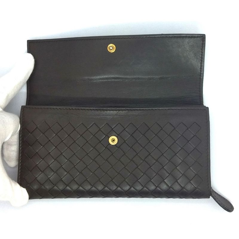 Bottega Veneta Intrecciato Long Wallet Leather 150509 Brown