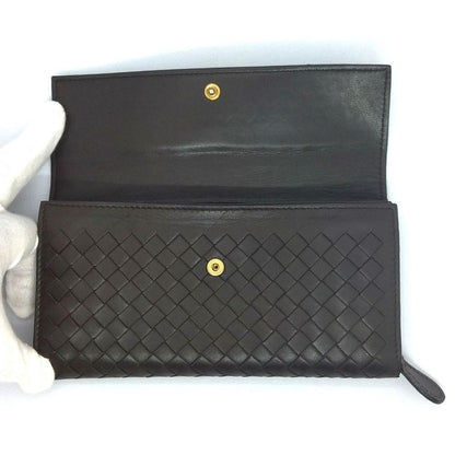 Bottega Veneta Intrecciato Long Wallet Leather 150509 Brown
