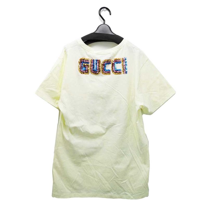 Gucci T-shirt Maison DE L'amor M Size White Sequin Logo Ladies' Clothing