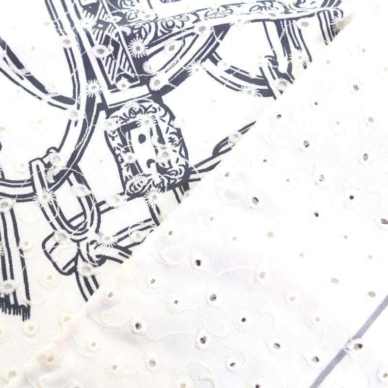 Hermes 983529s Brides De GALA Ceremonial Maitre D' 100% Silk Blanc/noir Carré