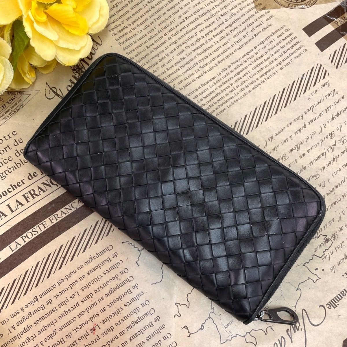 Bottega Veneta Wallet Round Intre Black Leather Card Coin — view 3