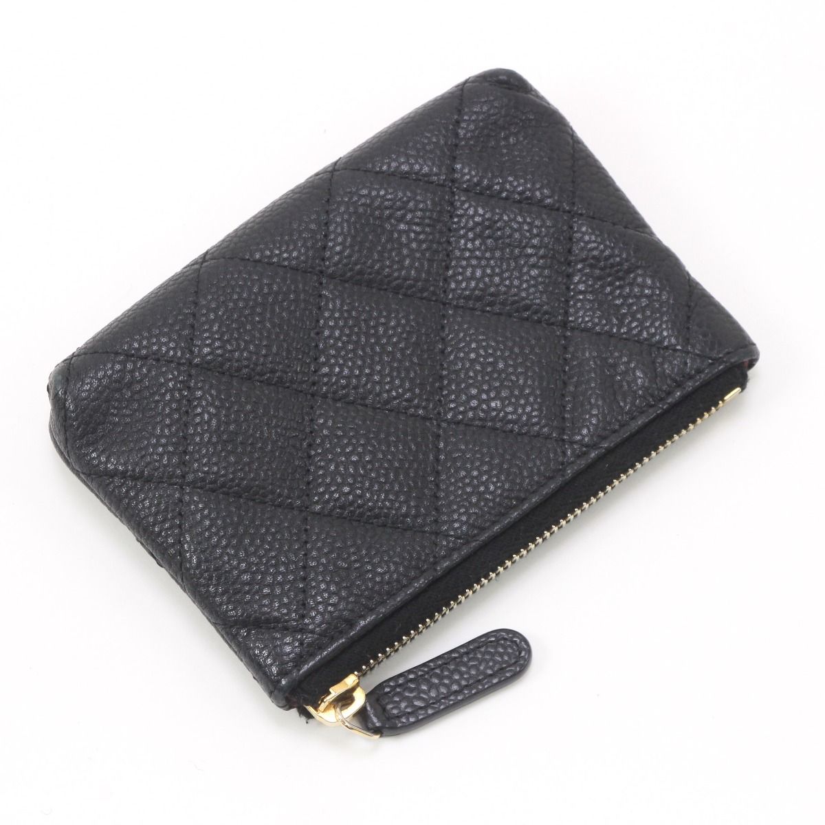 Chanel Women's Wallet Coin Case Caviar Skin 17133940 Black with Key Ring