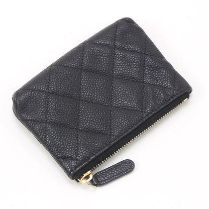 Chanel Women's Wallet Coin Case Caviar Skin 17133940 Black with Key Ring
