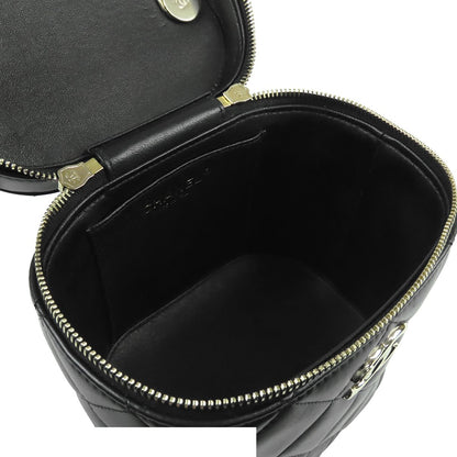 Chanel Vanity Bag Black Gold Lambskin Quilted 2-Way Handbag Chain — view 4