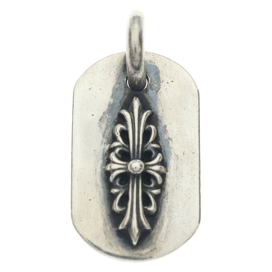 Chrome Hearts Raised Dogtag Dog Tag Charm Silver Necklace Top