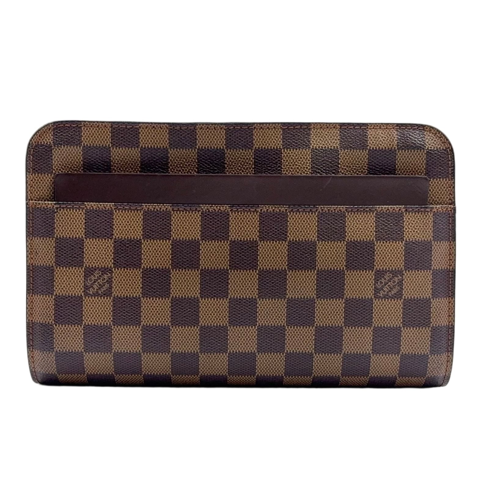 Louis Vuitton Damier Saint Ebene Leather Brown Clutch Gold