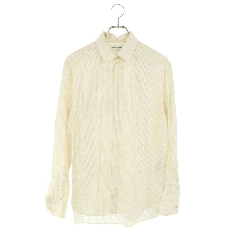 Saint Laurent Paris Y2 E03 Striped Silk Long Sleeve Shirt Men 37
