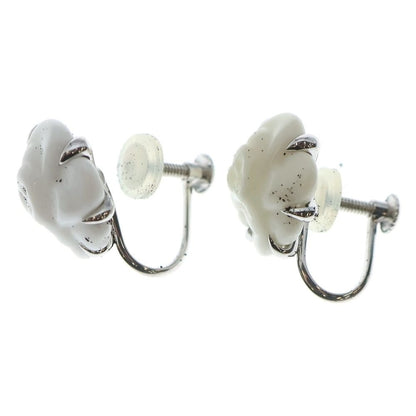 Chanel Camellia Chalcedony Earrings White