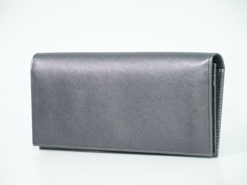Authentic Prada Saffiano Leather Long Wallet Long Wallet Silver 2m0836 Saffiano