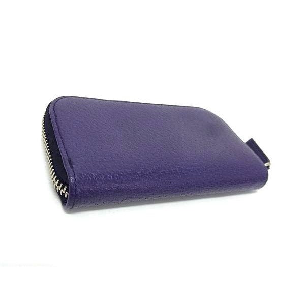 Prada Key Case Purple Leather Zip Around 6 Rows Silver — view 3