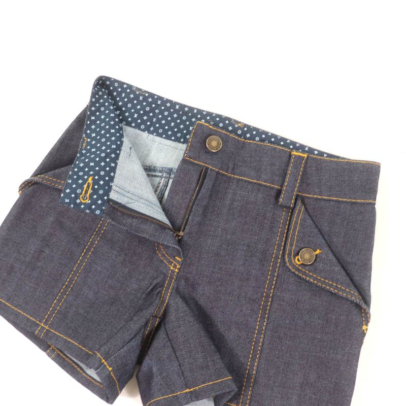 Louis Vuitton Leather Monogram With Logo Patch Flower Stitch Design Denim