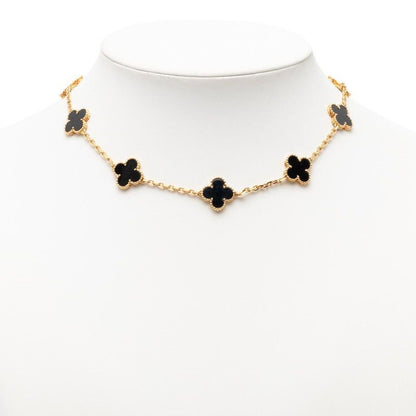 Van Cleef & Arpels Vintage Alhambra Necklace 10 Motifs Onyx 18k Yellow Gold