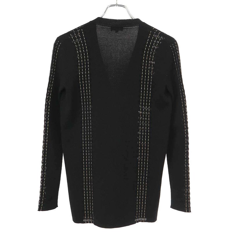 Chanel 16aw Stitch Design Knit Cardigan P55809 K07321 Mc658 Black 36