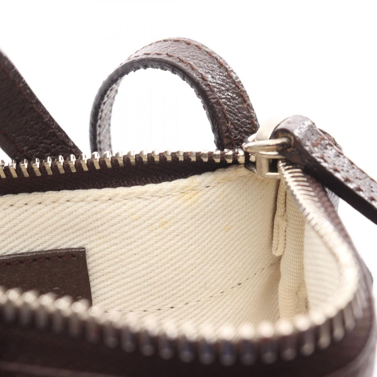 Bvlgari Shoulder Bag Logomania Beige Dark Brown Canvas Leather — view 5
