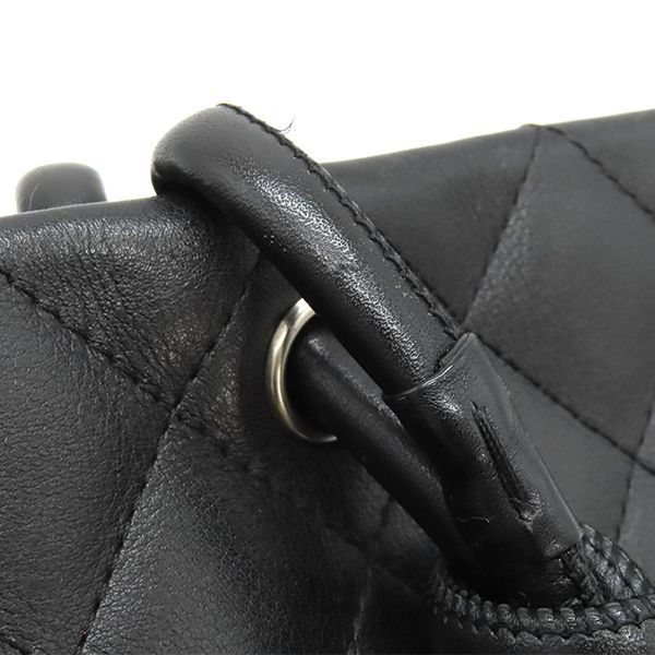 Chanel Tote Bag Cambon Line Medium Leather Enamel Black Silver Hardware Black