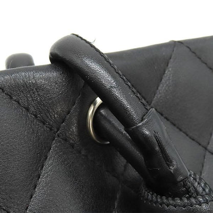 Chanel Tote Bag Cambon Line Medium Leather Enamel Black Silver Hardware Black