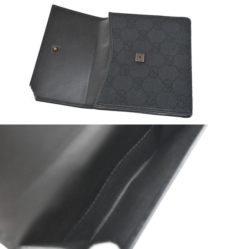Gucci Wallet GG Bifold Wallet Black Canvas Leather 35ka628