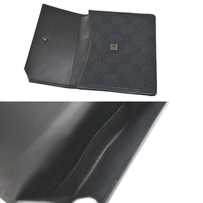 Gucci Wallet GG Bifold Wallet Black Canvas Leather 35ka628