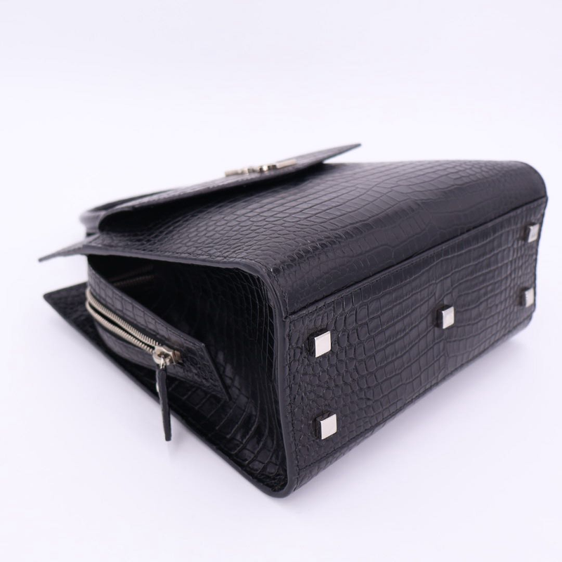 Saint Laurent Uptown Small Handbag 2way Shoulder Crossbody Tote Croc Shape