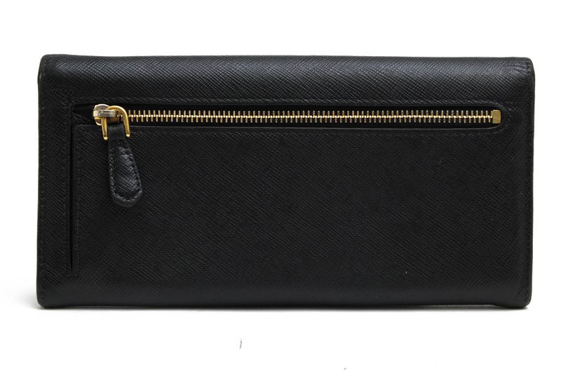 Prada Long Wallet Women Leather Genuine Black 1m1132 Saffiano Leather Long