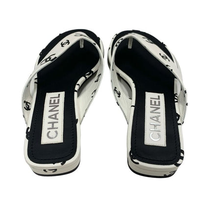 Chanel Sandals Shoes Leather White Black Thong Sandals Flat Sandals Heremark