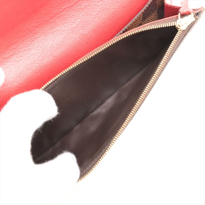 Louis Vuitton Damier Portefeuille Emilie Zipper Long Wallet N63544 Ebène Brown