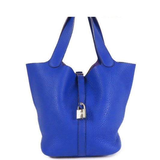 Hermes Picotin Lock MM Blue Electric Silver Taurillon Handbag