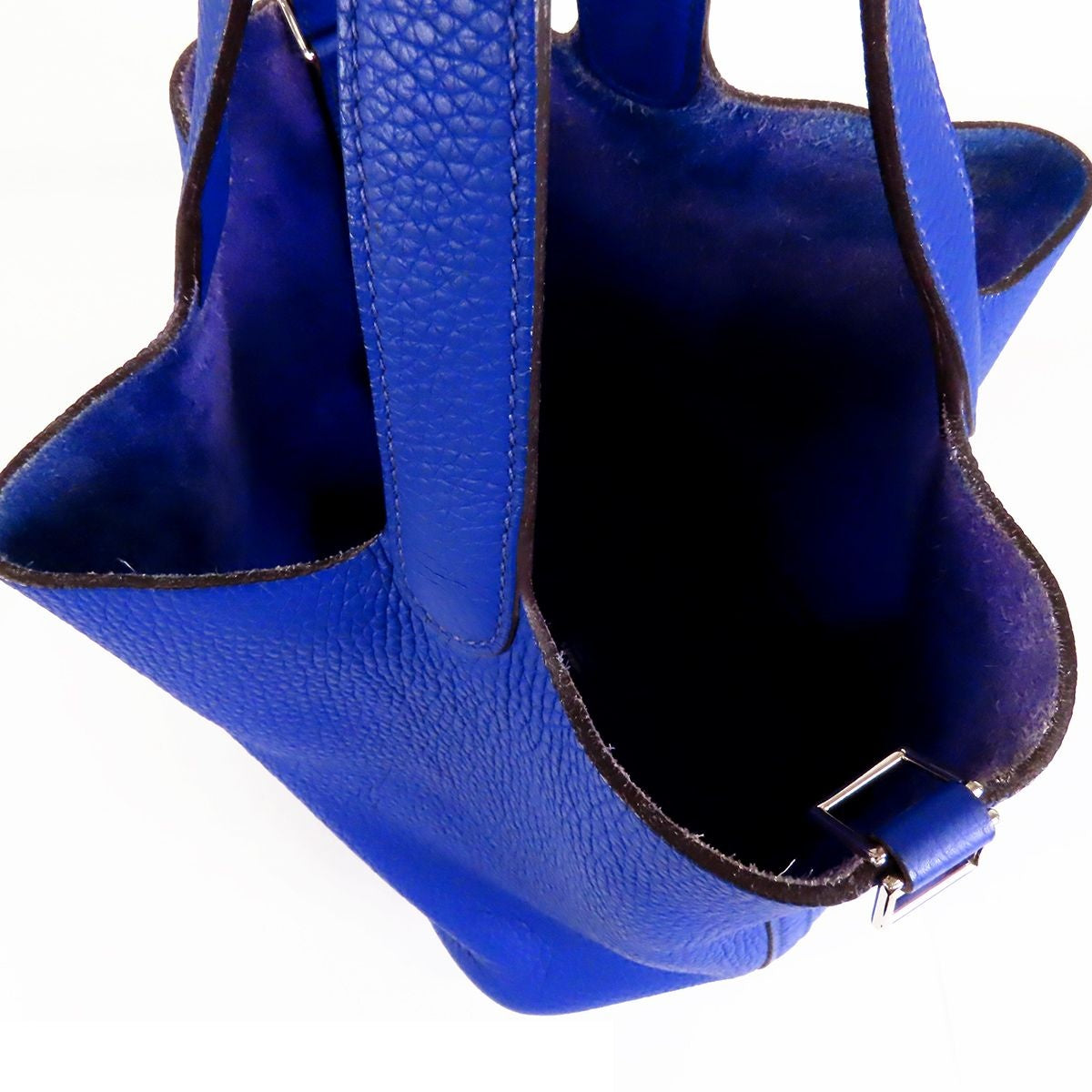 Hermes Picotin Lock MM Blue Electric Silver Taurillon Handbag — view 5