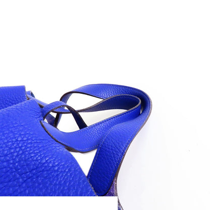 Hermes Picotin Lock MM Blue Electric Silver Taurillon Handbag — view 6