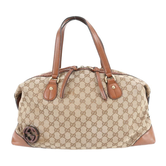 Gucci GG Canvas Interlocking Leather Tote Shoulder Brown