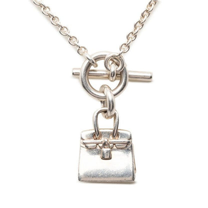 Hermes Amulet Birkin Pendant Necklace Silver